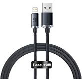 Baseus Crystal Shine Hızlı Şarj Kablosu, Lightning &ndash; 1.2m, iPhone Uyumlu, G&uuml;&ccedil;lendirilmiş Yapı, Dayanıklı ve Hızlı Veri Aktarı