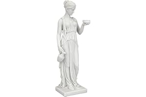 Design Toscano Hebe Greek Goddess of Youth Figurine Statue, Small, 29 cm, Bonded Marble Polyresin, White