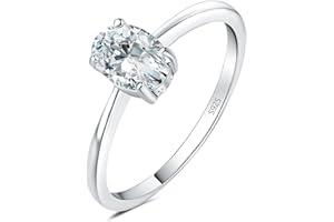 JewelryPalace 1-2ct Classique Cubic Zirconia Moissanite Bague Ovale Solitaire Pierre Argent 925 Femme, Plaqué Or Jaune Or Rose Bague Diamant Simulé Fiançailles Mariage, Ensemble Parure Bijoux Mariee