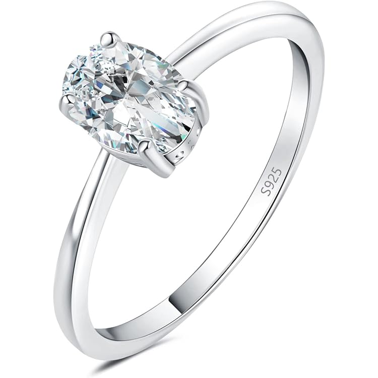 JewelryPalace Klassieke Emerald Cut 1ct Moissanite Solitaire Promise Ring Dames Sieradenset, Verlovingsring Damesring Zilver 925 met Steen Vrouwen, Gesimuleerde Diamant Verjaardag Trouwringen Ring 54