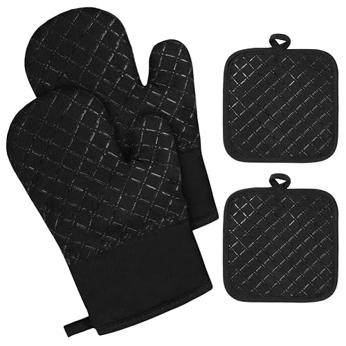 AUAUY Ofenhandschuhe Paar + 2 Topflappen