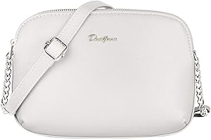 David Jones - Damska Torba na Ramię Wiele Kieszeni - Torebka Zamkiem błyskawicznym Skórzana PU - Mała Crossbody Messenger Bag - Torby Kopertówka - Modna Robocza Podróżna - Biały