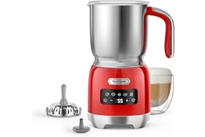 Hazel Quinn Montalatte Elettrico, cappuccinatore elettrico In Acciaio Inox, 5 In 1 Funzione, Design Diviso, Schiuma Di Latte Calda E Fredda, Adatto Per Latte Macchiato, Cappuccino, Caffè, 400 ML-Rosso