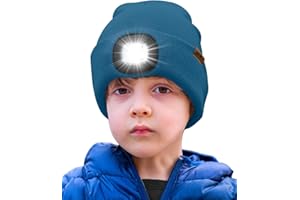 ATNKE Bambini LED Cappello con Luce, USB Ricaricabile 4 LED Luce Cappello da Corsa Invernale Torcia Testa Mani Libere Calda Berretto Lavorato Maglia Regali per Ragazzi e Ragazze