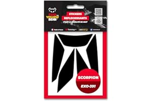 FEAR THE YELLOW BEAR YELLOW BEAR FYB© Kit 5 Stickers réfléchissants REPOSITIONNABLES pour Casque Scorpion Exo 391™, 3M™ Technology, noir