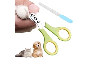 JAONLD Krallenschere Katzen mit Schutz, Katzenkrallen Schneider mit 2mm&4mm Loch, Katzen Nagelschere Profi Katzen Krallenschneider Cat Nail Clipper für Katzen, Welpen, Kaninchen Mit Datei (Grün)