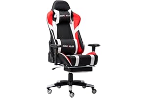 NOKAXUS Office Chair,Gaming Chair With Footrest Lumbar Support for Adults,PU Leather Ergonomic Massage Chair For Home,Computer Video Gamer Chair(Yk-6009-red)