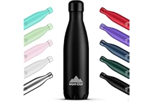 Mont-Clair l'O Botella Agua Acero Inoxidable - Botella Isotermica Termica sin BPA, 12h de Bebida Caliente y 24h de Bebida Fría, Termo agua con pared Doble Aislamiento, 500ML - Nera