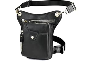 Le'aokuu Uomini Vera Pelle Marsupio per Moto Borsa a Tracolla Messenger a Spalla sacco di bum borsa dell'anca per gambe coscia 211-5