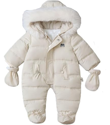 Combinaison Neige Bébé Avec Capuche à Oreilles - Coupe-vent Chaude - Couvre-pieds Intégrés - Taille 3-18 Mois - Double Fermeture éclair - 8