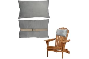 Ostlttyn Headrest Cushion Pillow for Sunlounger, 40x25x8cm Large Recliner Head Pillow with Adjustable Straps for Garden Bench Lounge Chair, Grey