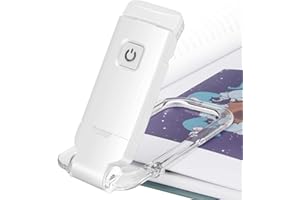 HONWELL LED Luce per libro con clip, Luce da lettura per libri a letto, Luce morbida per la cura degli occhi, USB ricaricabile, 2 impostazioni di luminosità per la protezione degli occhi, bianca