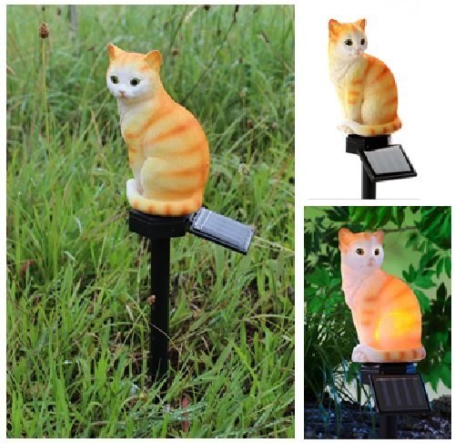 L-24 Solar Stableuchte sitzendes Kätzchen Beleuchtung rot/weiß - 2