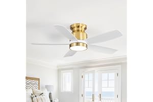 Sofucor 107cm Ventilatore da Soffitto con Luce LED, Dimmerabile 3CCT, Telecomando, 6 Velocità, Timer, Silenzioso Lampada Ventilatore da Soffitto per Soggiorno, Cucina, Camera da Letto