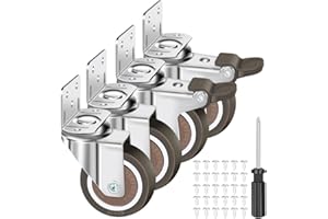 4 L-förmige Rollen für Möbel,DIAOCARE 50mm Lenkrollen mit Bremse | 30 Schrauben | 360° Drehbar Möbelrollen,Transportrollen Schwerlastrollen(2 Lenkrollen,2 Bremsrollen) für Krippen,Möbel,Blumenständer