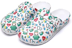 ERLINGO Womens Garden Clogs Shoes, Ladies Clogs in Print Design Slippers Shoes Lightweight Garden Nurse Beach Kitchen Clogs Breathable Indoor Outdoor Slip On Walking Sandals