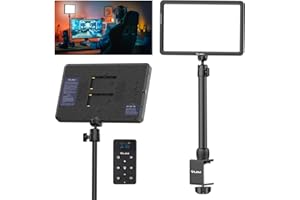 PICTRON VIJIM K22 Key Light Streaming Light, 11" Lampe vidéo LED avec télécommande, Panneau LED de Studio 1100 lumens et 24W avec Pince de Bureau, dimmable 2500K-9000K, CRI>95 pour Streaming, Youtube