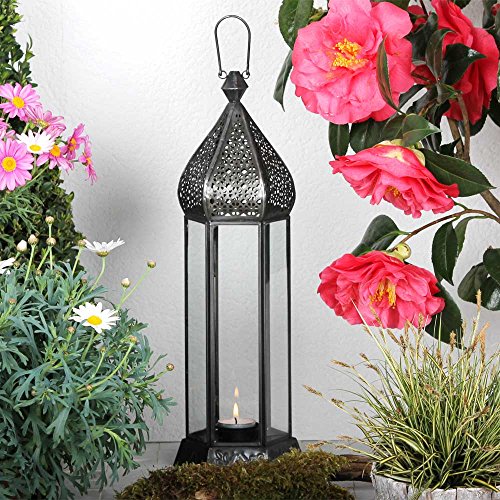 Laterne Shaki 40cm orientalisches Windlicht indische Glaslaterne bunte Gartenlaterne (klar) - 2