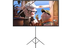 HOPFROG Projector Screen with Stand 80 inch 16:9 HD 4K Outdoor Indoor Extendible, Portable Projection Screen with Sturdy Tripod & Carry Bag for Home Theater, Office, School, Presentation Wrinkle-Free