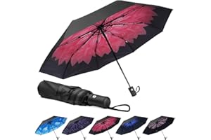 Aolso Parasol podróżny, automatyczny, odporny na wiatr, 8 żeber, kompaktowe składanie, automatyczne otwieranie/zamykanie