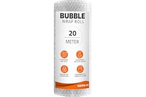 ASPIRE UK Bubble Wrap Roll 300mm x 20m – Clear Polythene Air Cushion Wrap for House, Office & Warehouse Packing – Durable Packaging Material for Shipping, Storage & Item Protection