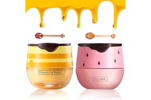 ‎TITIMORE TITIMORE 2 Stück Bee Lip Balm Strawberry Lip Balm Honey Pot Honig-Lippenmaske Feuchtigkeitsspendende Lippenmaske Erdbeere Lippen Maske Repariert Lip Falten, Schälende Lippenmaske, Lippenbalsam
