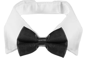 BREMOROU Collare per per cani e gatti, con papillon nero gatti, cucito con collare bianco regolabile