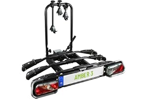 EUFAB 11555 Cykelhållare AMBER 3, lämplig för e-cykel, delvis förmonterad, stöldskydd, för 3 cyklar, för släpvagnskoppling, ca 102 x 74 x 72 cm