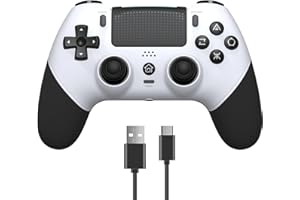 RCCBOOST Mando para PS4 con TURBO MACRO, 2024 Nuevo Joystick Efecto HALL Sensible Sin Deriva, Batería 1000mAh Mando para PS4/ Pro/Slim con 3.5mm Audio Jack(White)
