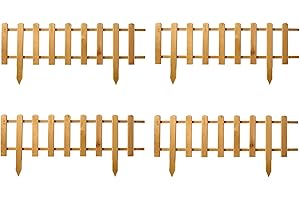 DAMIAN-WIKLINA Valla de madera para piquetes, panel de valla impregnado impermeable, cerca de jardín frontal, mini cerca, cerca ornamental de jardín, valla de celosía (4 piezas - 60 x 30 cm, natural)