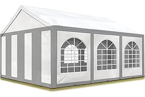 TOOLPORT Hochwertiges Partyzelt 4x6 m Pavillon Zelt PE Plane 450 N Gartenzelt Festzelt Bierzelt Wasserdicht grau-weiß