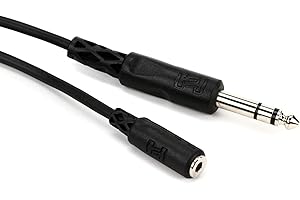 Hosa MHE-310, Headphone Adaptor Cable, 3.5 mm TRS to 1/4 in TRS, 10 ft