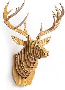 NLQZS-Y Nordic Style Deer Head Wall Sculpture, MDF 3D Puzzle 