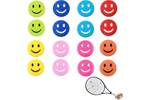HJDJBD 16 Stück Tennis Dämpfer,Dämpfer Tennisschläger,Silikon Happy Face Dämpfer,Tennis Zubehör,Lustige Vibrationsdämpfer,Kinder Tennisschläger Dampener,für Tenniss,Badmintonschläger Junge Und Mädchen