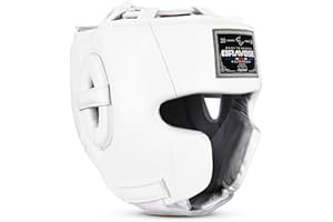 BRAVOSE Elite 2.0 Boxing Headguard | Professional Strap Boxing, Training, Sparring & Martial Arts Headgear | Adjustable Cowhide Leather Head Guard for Ear, Cheek, Face Protection