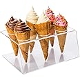 Restaurantware Clear Tek Clear Acrylic Ice Cream Cone Holder - 6 slots - 7" x 5" x 3 1/4" - 1 count box - Restaurantware