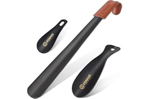 ZOMAKE Łyżka Do Butów Metalowy Zestaw 3Szt - 42 cm Łyżka Do Butów Ze Stali Nierdzewnej Ze Skórzanym Paskiem,19 I 10 cm Długa Stajnia Z Uchwytem Ściennym Do Butów (42 I 19 I 10 cm)