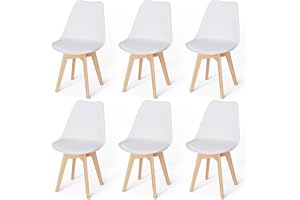 JIJIAN 6er Set Esszimmerstühle mit Polsterung, Massive Buchenbeine, Küchenstühle, Skandinavischer Stil Geeignet für Esszimmer, Küche, Wohnzimmer.