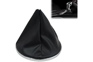 MSMXCS Schaltsack kompatibel mit Fiat 500 500C 2007–2015, Ersatz Schaltmanschette Kunstleder Auto-Schaltknauf passend für OEM 50293173 50295075 50295325 55344016 mit Chromrahmen & Befestigungsring