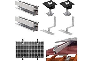 GLIESE Solar Panel Bracket Kit, Mounting Solar Panel Bracket, Tile Roof Mounting Set for Solar Panels Mounting (2 x Rail + 2 x Upgrade 30 cm Centre Clamp + 2 x 3.5 cm Roof Hooks)