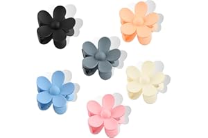 VinBee 6PCS Flower Claw Clips Hair Clips for Women Girls Matte Large Hair Claw Clips Non Slip Strong Hold Hair Clamps Accessories for Thick Thin Hair