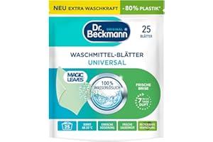 ‎DR. BECKMANN Dr. Beckmann MAGIC LEAVES Waschmittel-Blätter UNIVERSAL | vordosierte & wasserlösliche Waschblätter | platzsparend und leicht anzuwenden | 25 Blätter