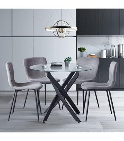 PUGSDRLY Table A Manger Avec 4 Chaises,Table Hexagonal Et