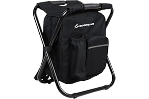 DEPORTE FANS Camping con Mochila con Refrigerador Bolsa de Picnic, Sila Plegable, Portátil, Ligero y Estable, Siento con Tela 600D Oxford, Open Size 36 x 41 x 29 cm