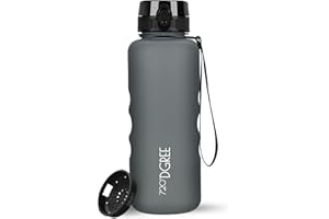 720°DGREE Butelka do picia 1,5 litra "uberBottle" softTouch +Sitko - Bez BPA - Duża butelka na wodę do siłowni, fitnessu, treningu, sportu, na zewnątrz - Butelka sportowa z Tritan - Lekka, odporna