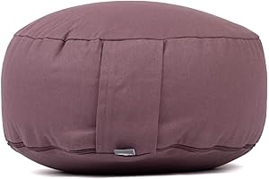 ‎BODHI Bodhi Meditationskissen Rondo ECO | Yogakissen mit Bio Dinkelfüllung | Bezug aus 100% Baumwolle | Waschbarer Bezug mit praktischer Trageschlaufe | Höhe 20 cm (Dusty Purple)