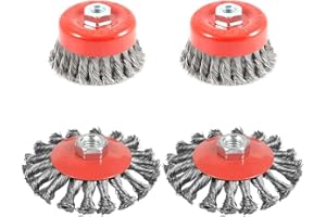 GRABACZ Juego Cepillo Metalico Cónico para Amoladora Angular, Cepillo de Alambre, cónica ondulada de acero trenzado, Juego de Cepillo de Discopara Amoladora Angular Rosca M14, Diámetro de 75 mm y 100 mm