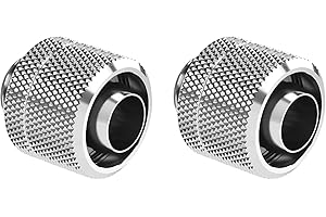 GREENDRACAENA Dracaena 2 pack G1/4" thread to 3/8" ID, 5/8" OD Compression Fitting for Soft Tubing, Soft Tube Connectors for Computer Water Cooling System, Silver