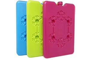 HTUK Freezer Blocks Ice Bricks 200ml – Reusable Ice Packs for Cooler Bags, Lunch Boxes & Picnic Boxes – Travel & Camping – BPA Free – Set of 3 (Blue, Green & Pink)