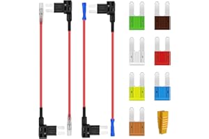 AUKENIEN Micro2 Rubacorrente Portafusibili 12V Add A Circuito Tap Adattatore Fusibili Auto Kit Portafusibile a Lama con 5A 7.5A 10A 15A 20A 25A 30A Lama Fusibile